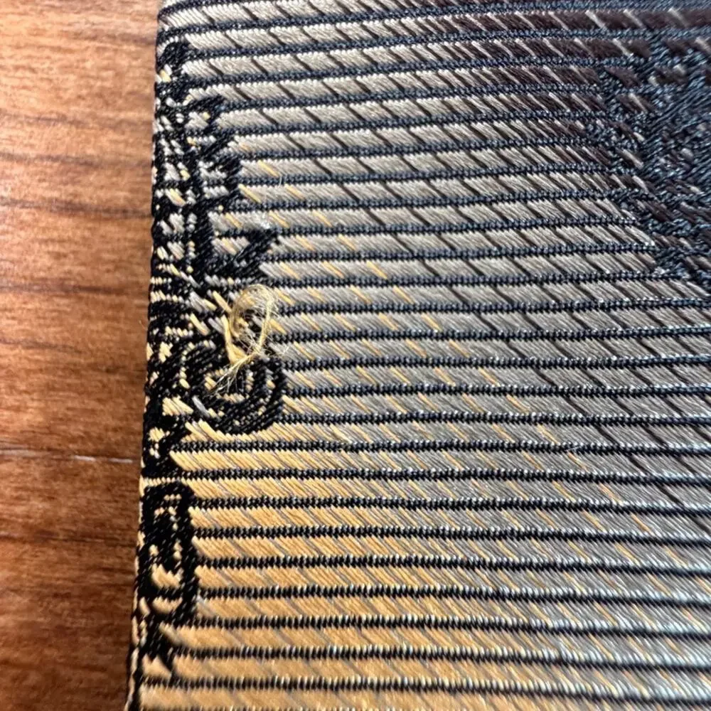 Vintage Studio Milano Handmade Gold Striped Paisley Silk Blend Necktie